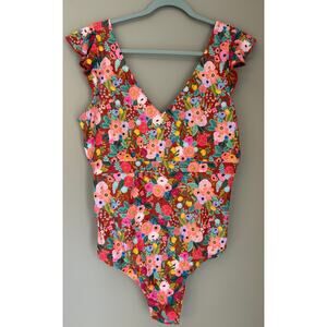 Summersalt Floral Ruffled One Piece Swimsuit EUC Plus Size 18